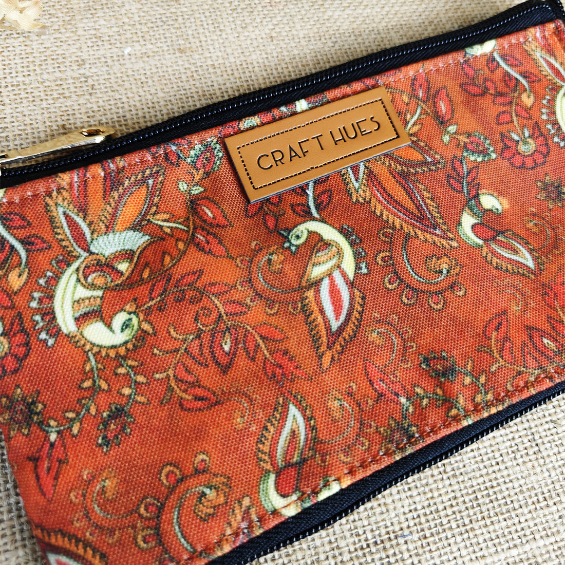 Dual-Zip Kalamkari Orange Peacock