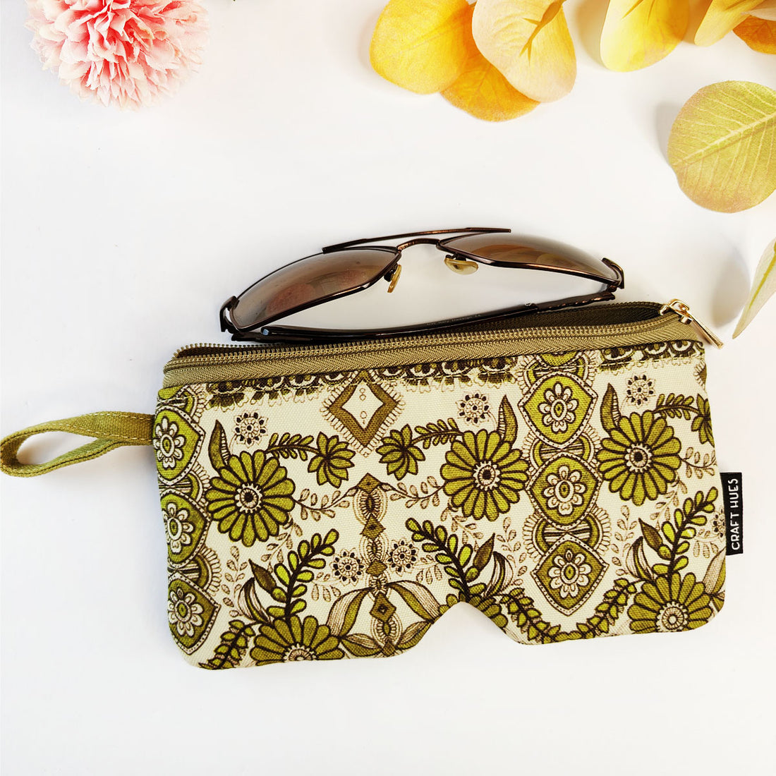 Eyewear/Sunglass Case-Green Maroon suzani-Green Madhubani Combo