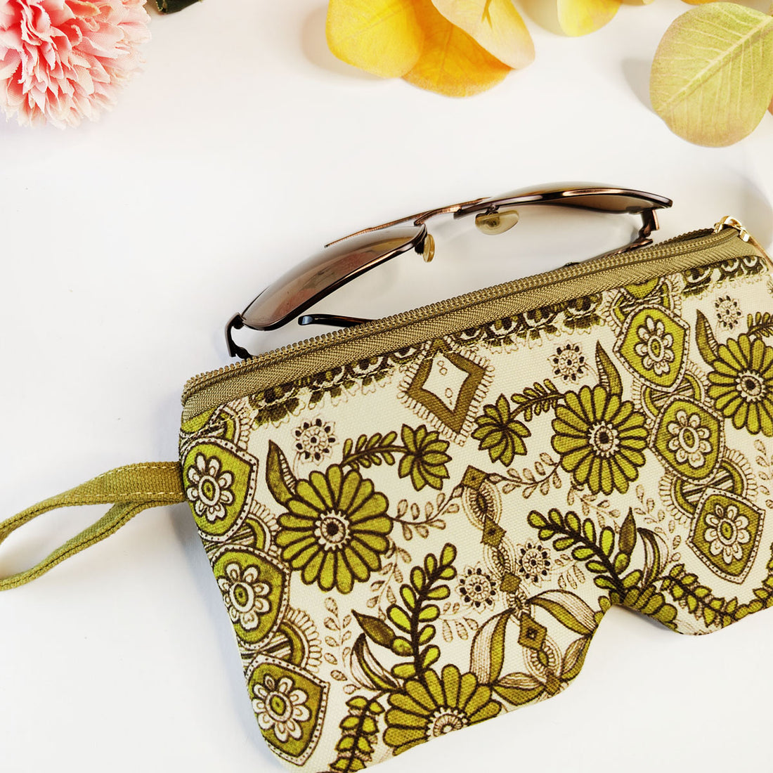 Eyewear/Sunglass Case-Green Maroon suzani-Green Madhubani Combo