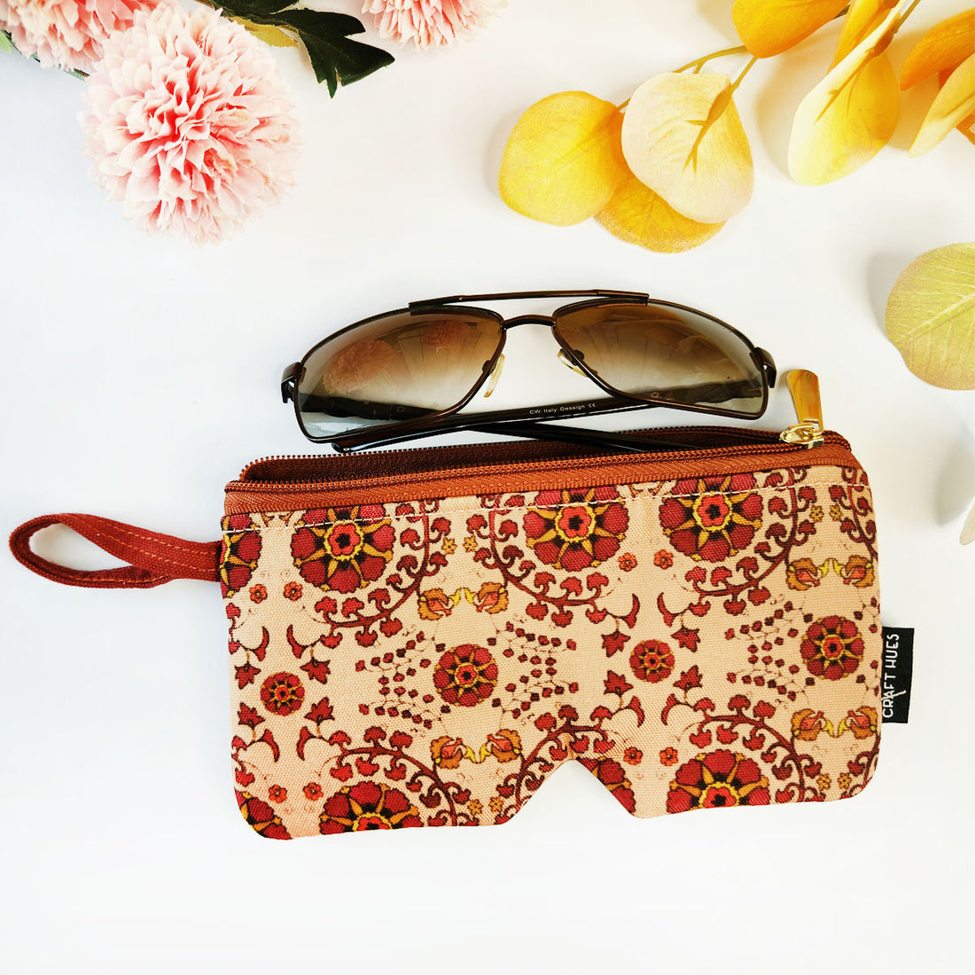 Eyewear/Sunglass Case-Green Maroon suzani-Green Madhubani Combo