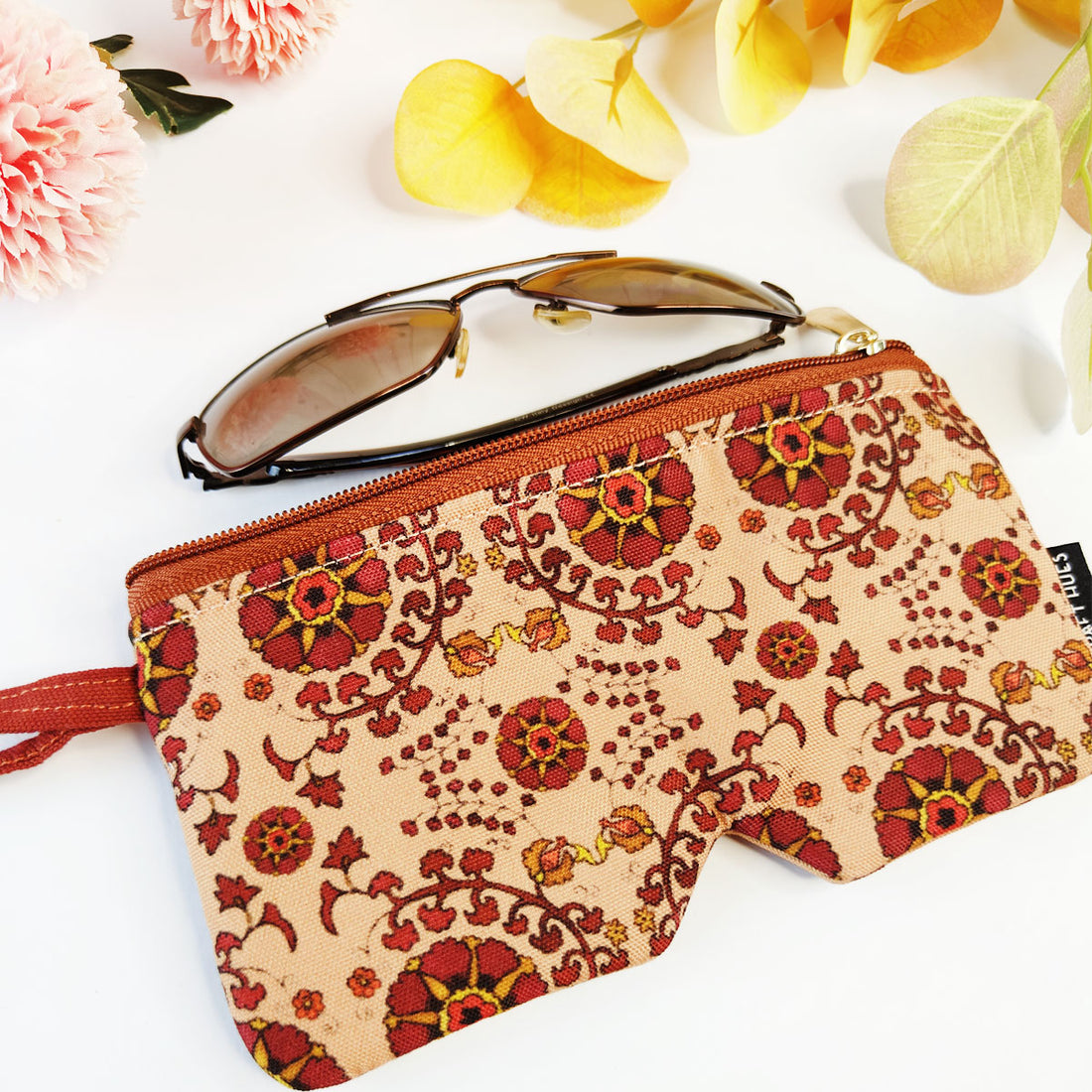 Eyewear/Sunglass Case-Green Maroon suzani-Green Madhubani Combo