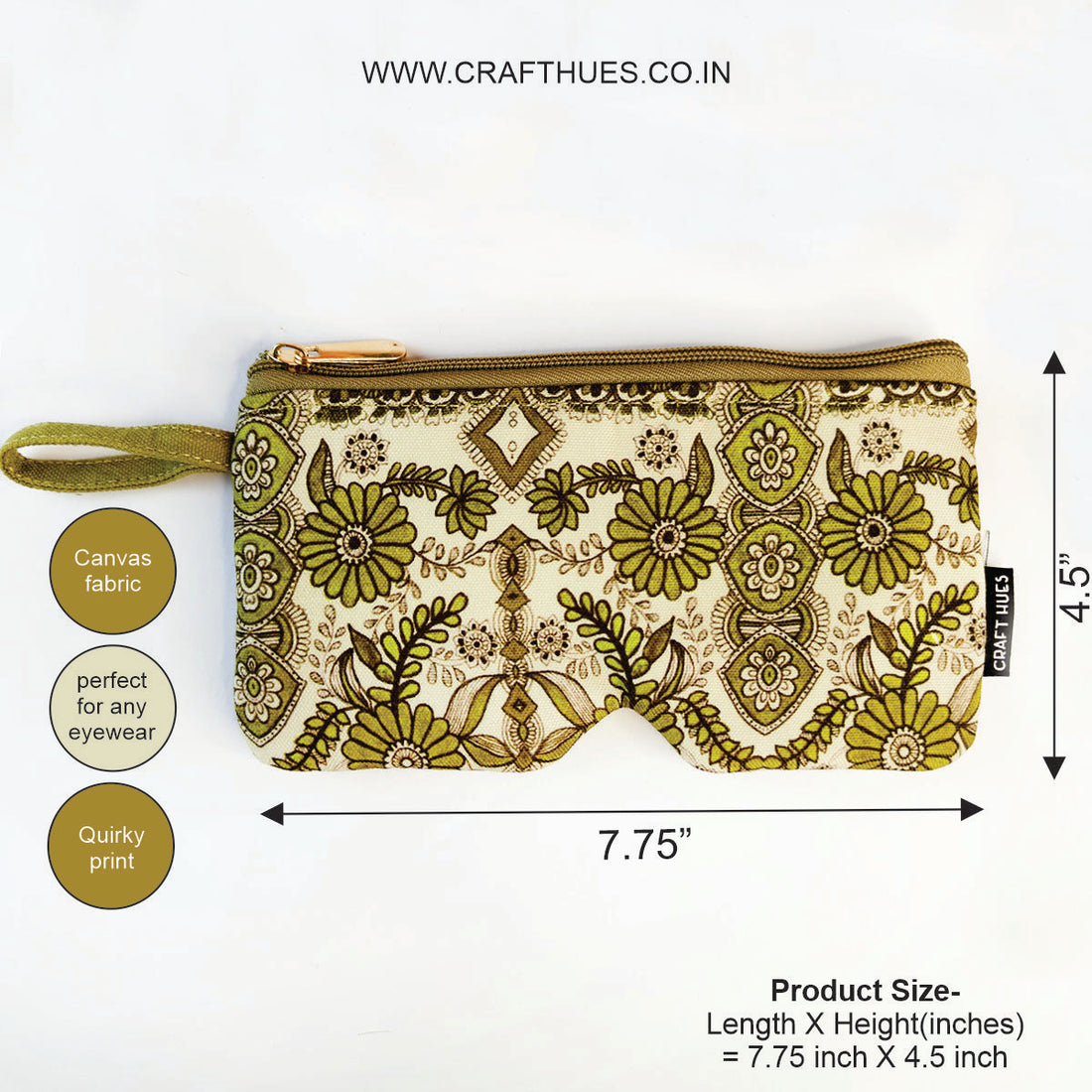 Eyewear/Sunglass Case-Green Madhubani