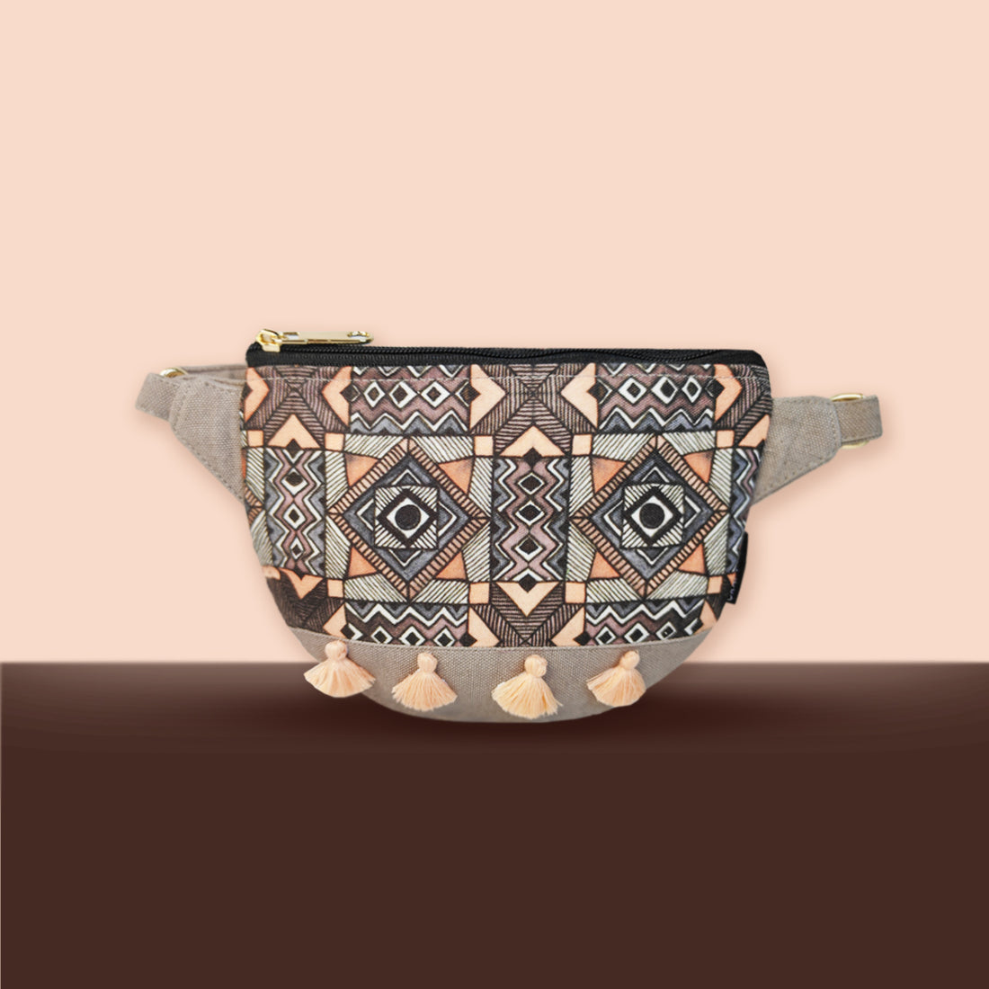 Fanny Pack/Coin Pouch Combo- Grey Madhubani
