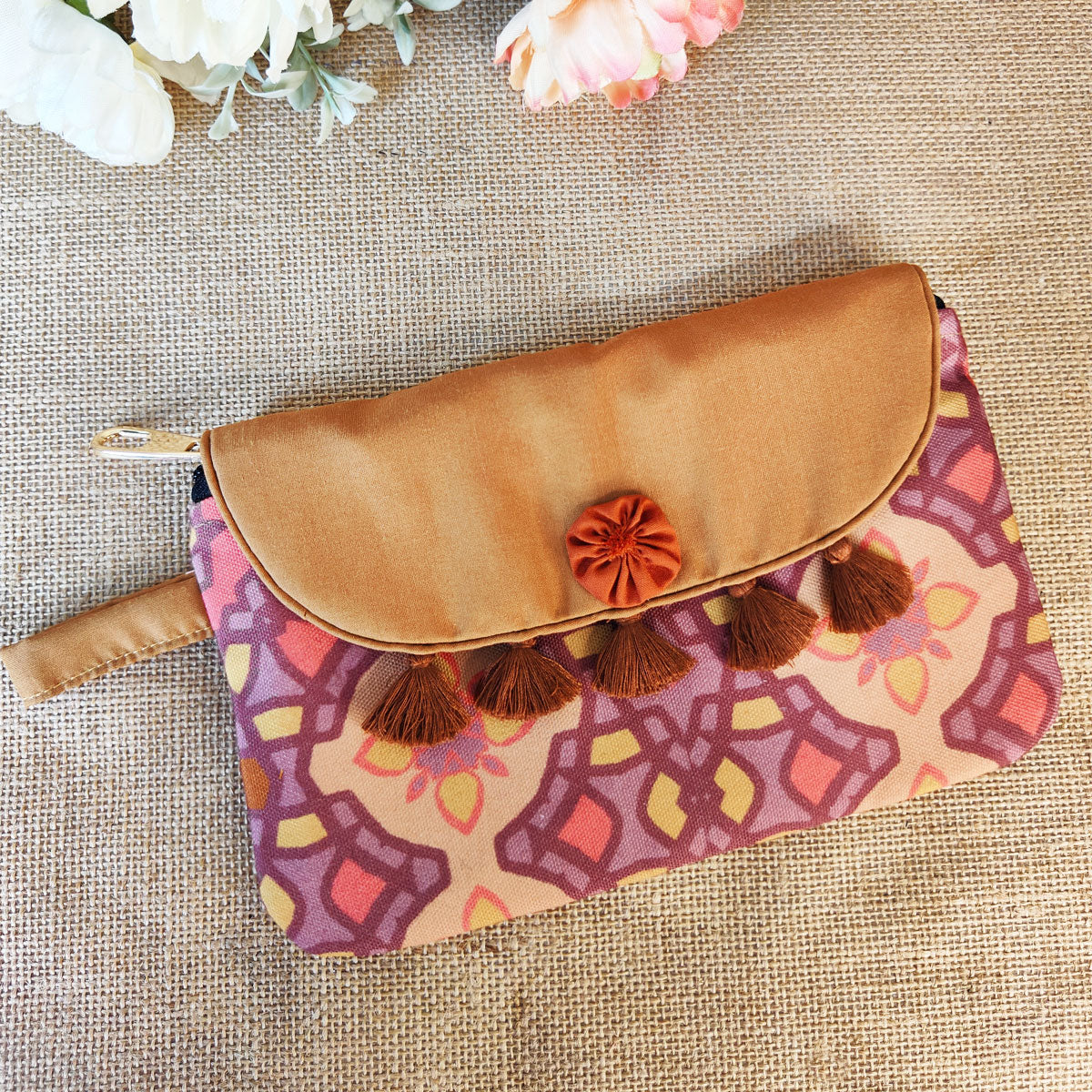 Golden-Pink Tiles Wallet Combo