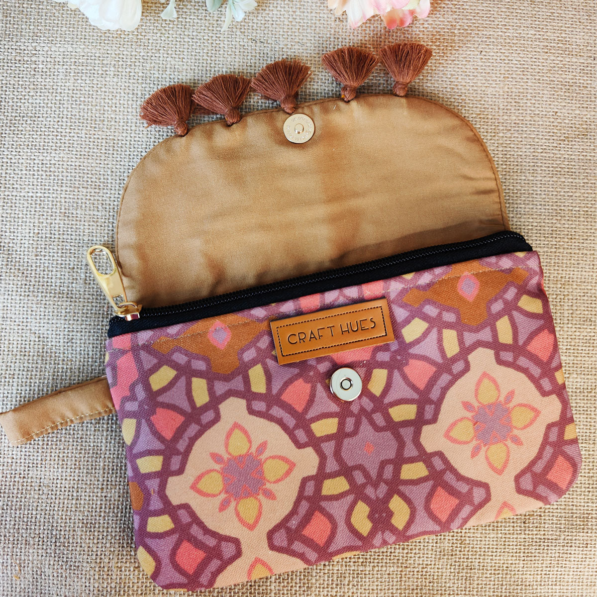 Golden-Pink Tiles Wallet Combo