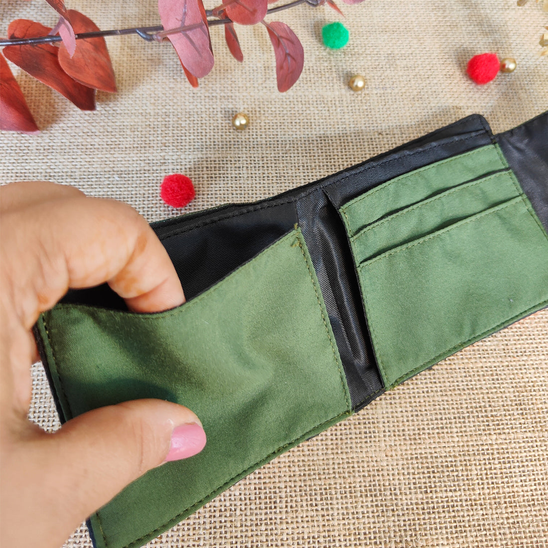 Green Kollam Flap Mini Wallet