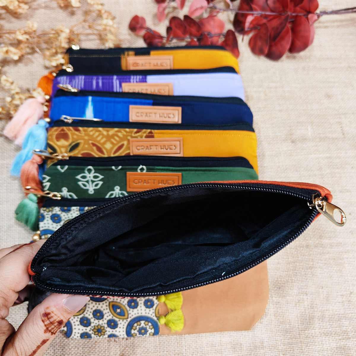Navy/Blue Ajrakh Pouch Combo