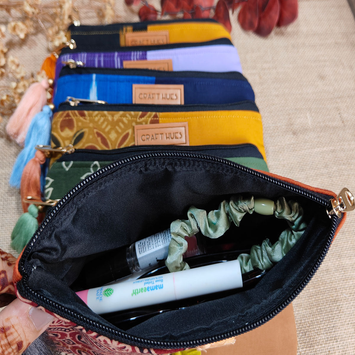 Navy/Blue Ajrakh Pouch Combo