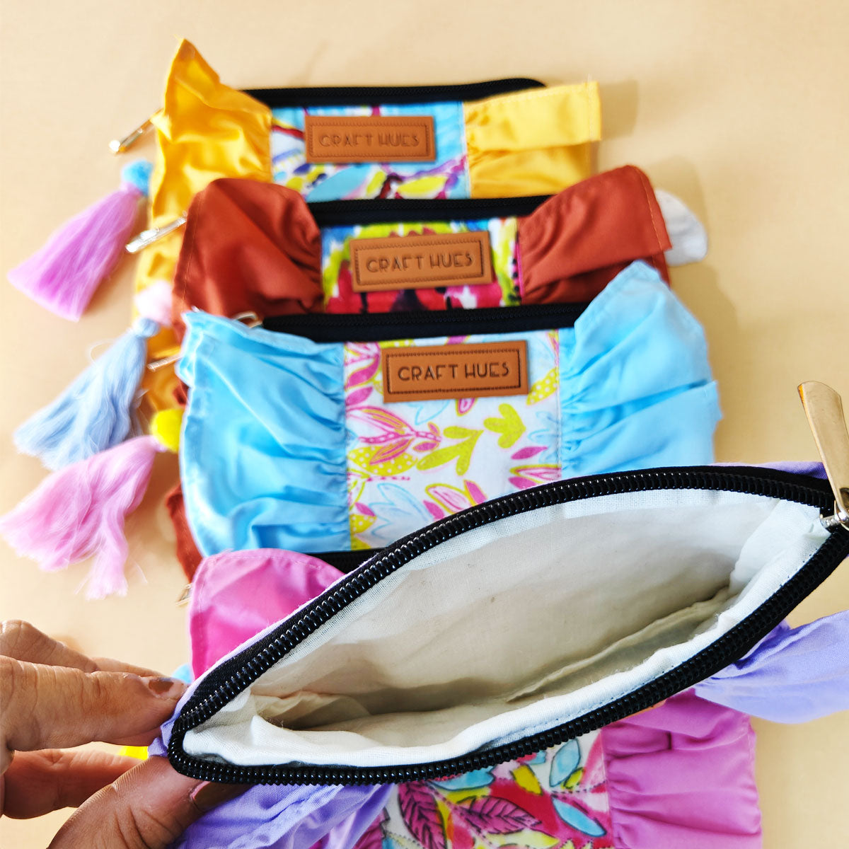 Brown Ikkat Pouch Bag Combo