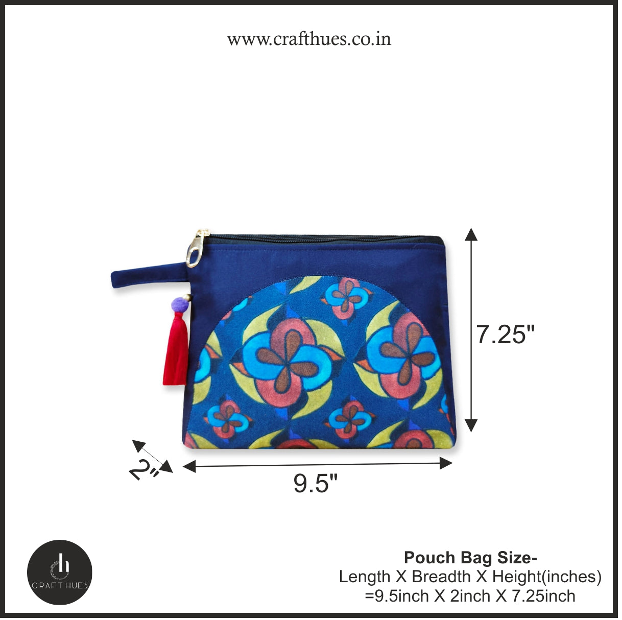 Red Blue Flower Kollam Tote/Pouch Combo