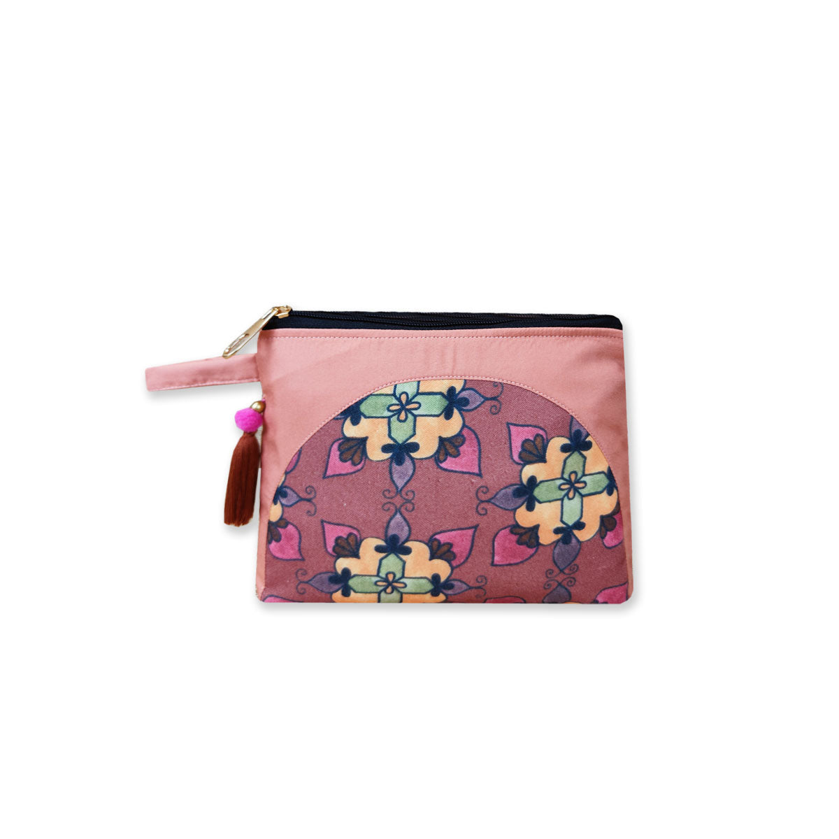 Yellow Floral Kollam Tote/Pouch Combo