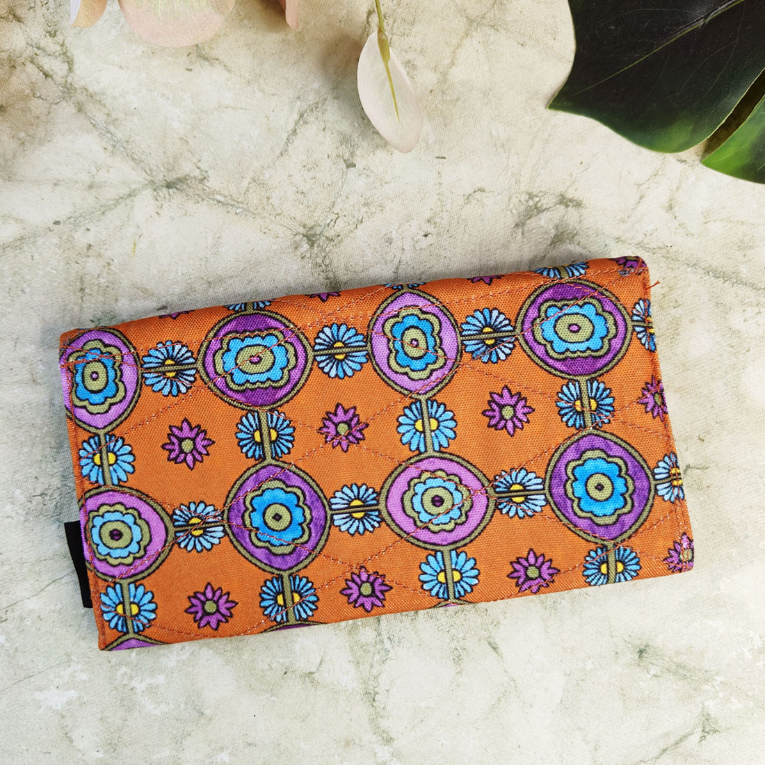 Long Flap Wallet-Orange Tile