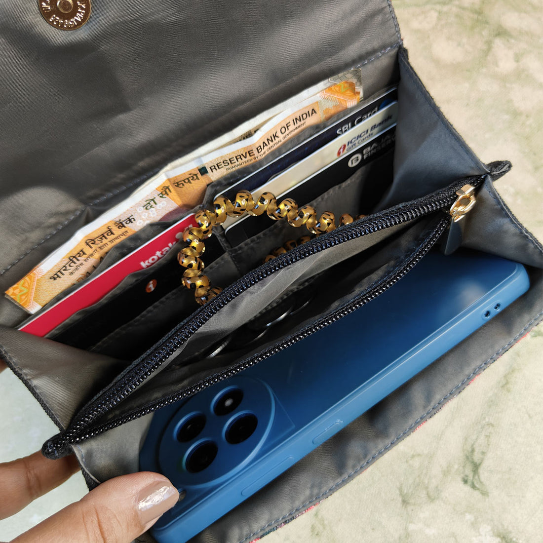 Long Flap Wallet-Orange Tile