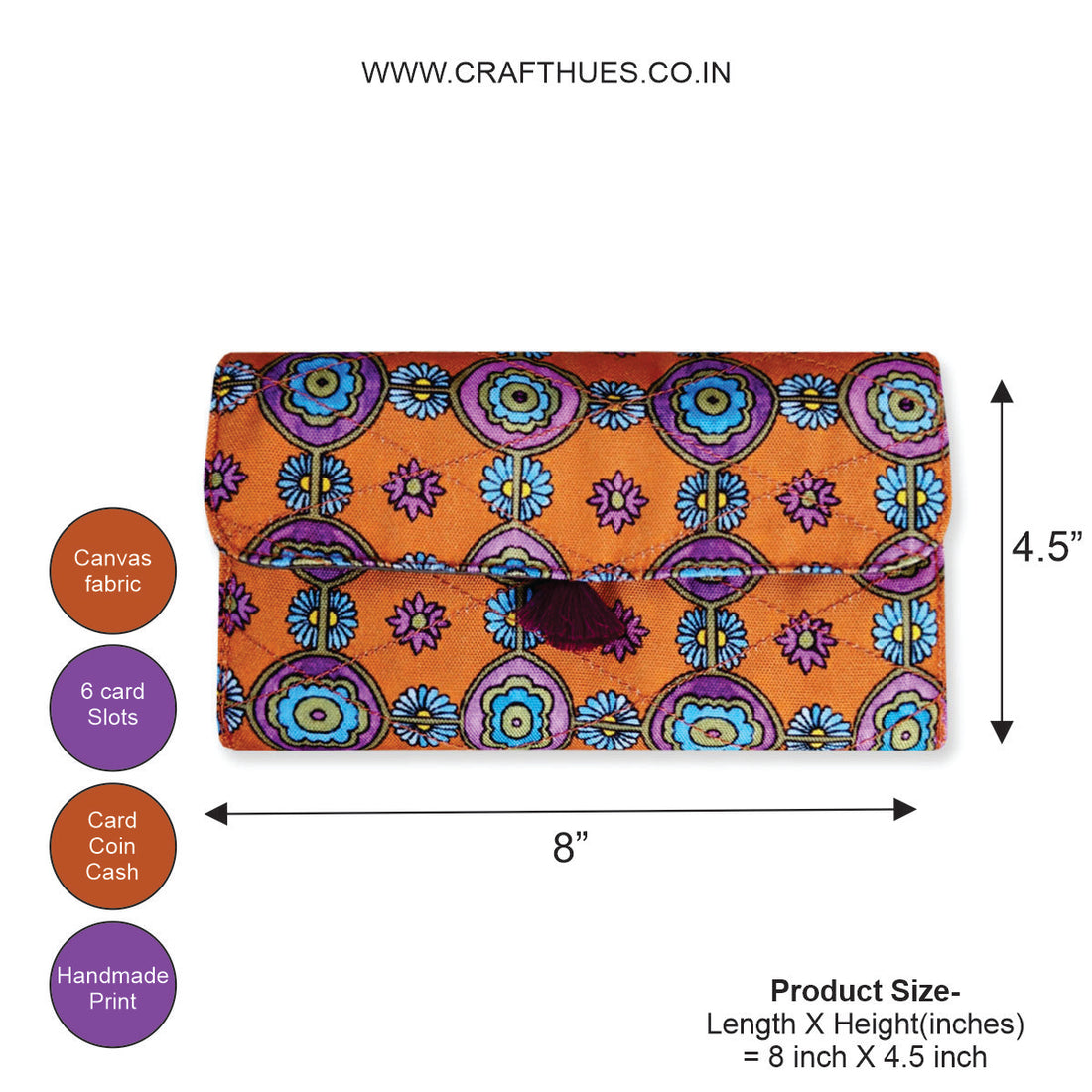 Long Flap Wallet-Orange Tile