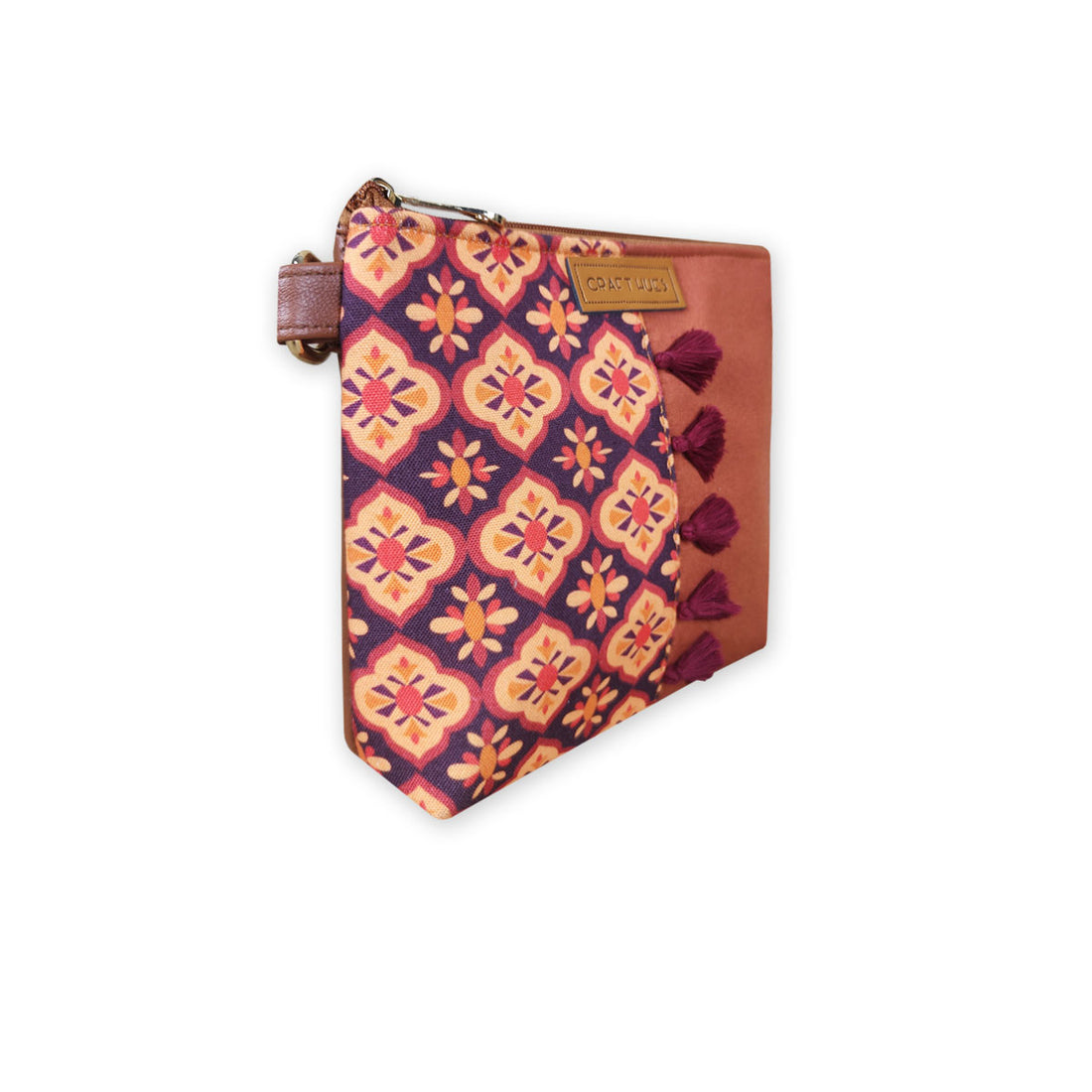 Maroon Indian Art Half Print Sling/Pouch Bag Combo