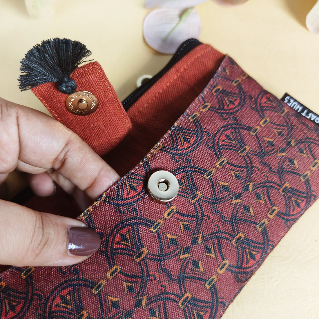 Long Mini Wallet - Maroon Knot