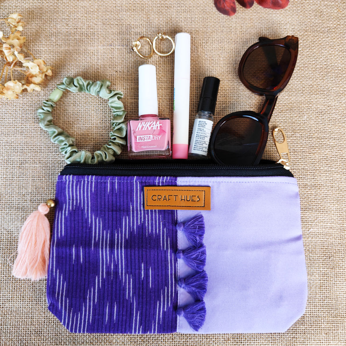 Mauve Ikat Pouch Bag