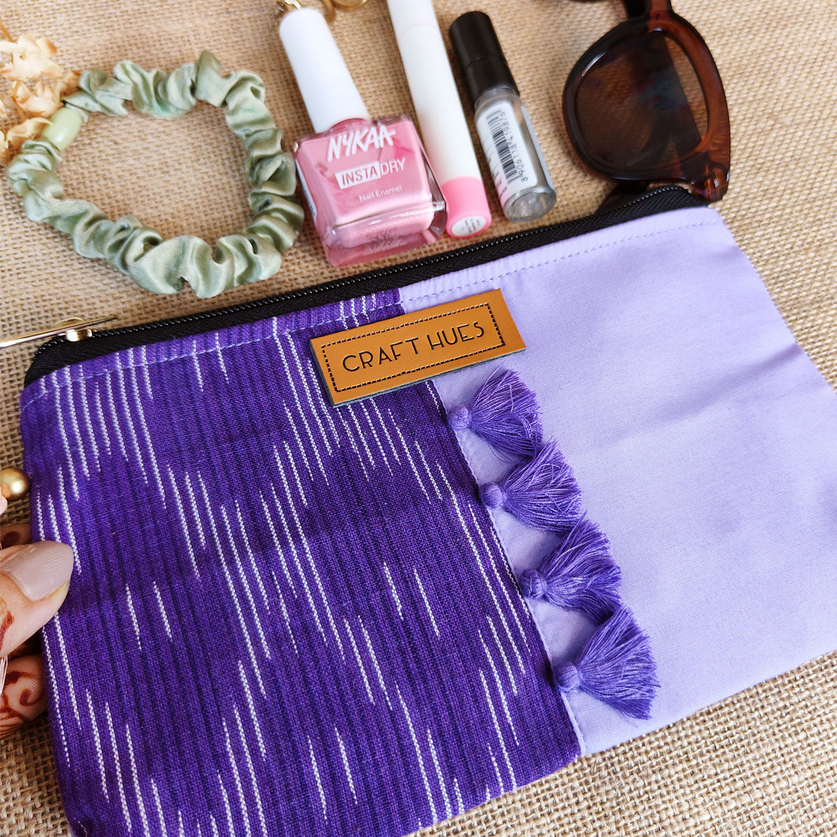 Mauve Ikat Pouch Bag