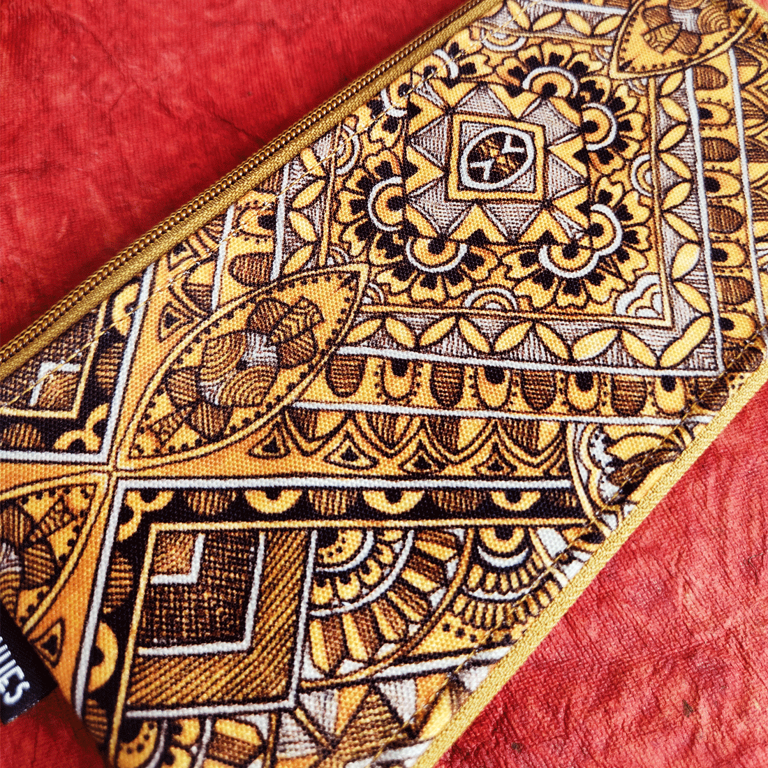 Dual-Zip Mustard Rangoli Madhubani