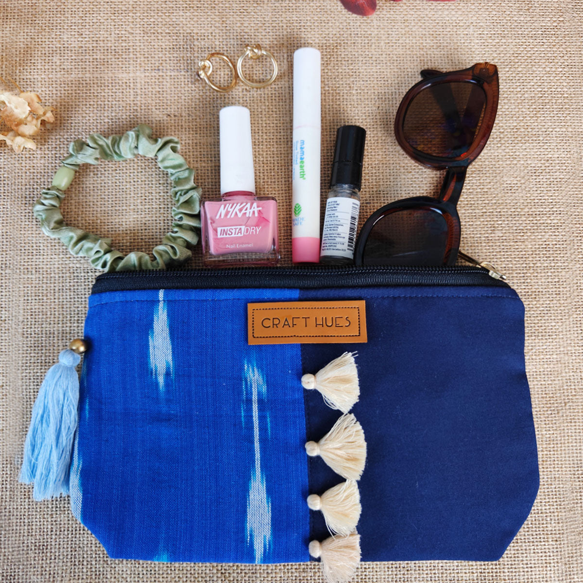 Navy/Blue Ajrakh Pouch Combo