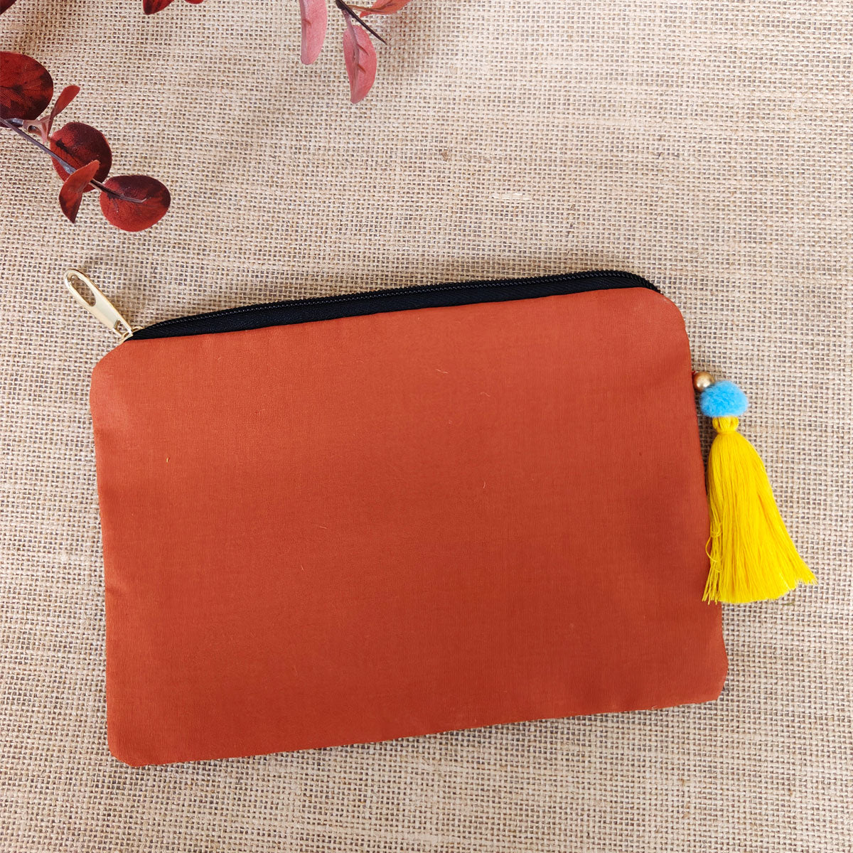 Orange Aztec Canvas Tote/Pouch Combo