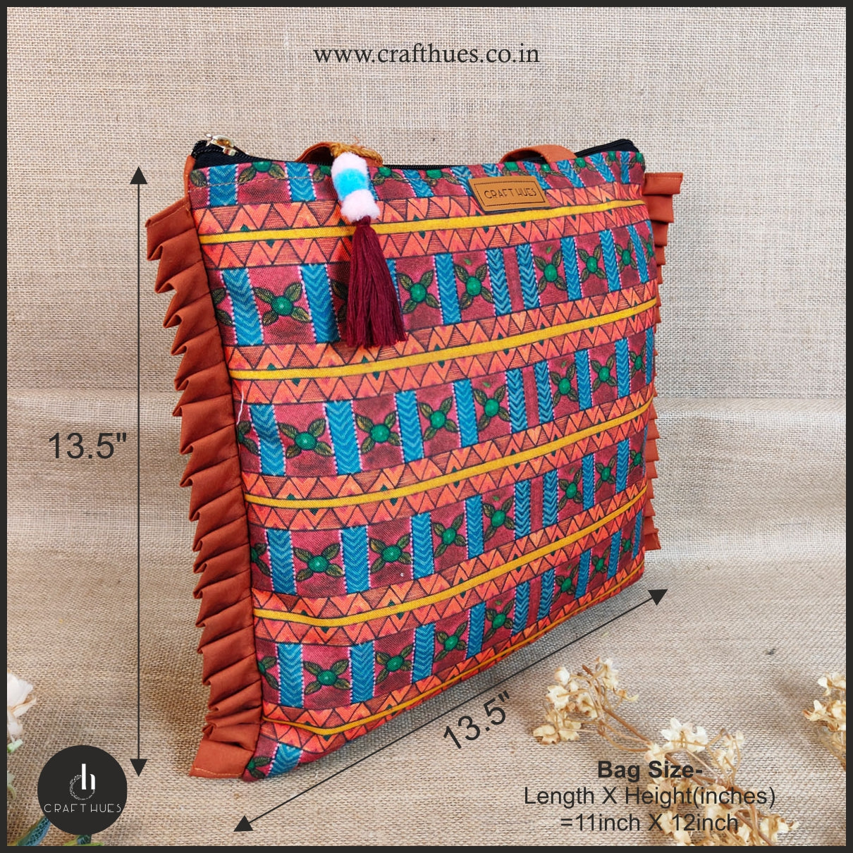 Orange Aztec Canvas Tote/Pouch Combo