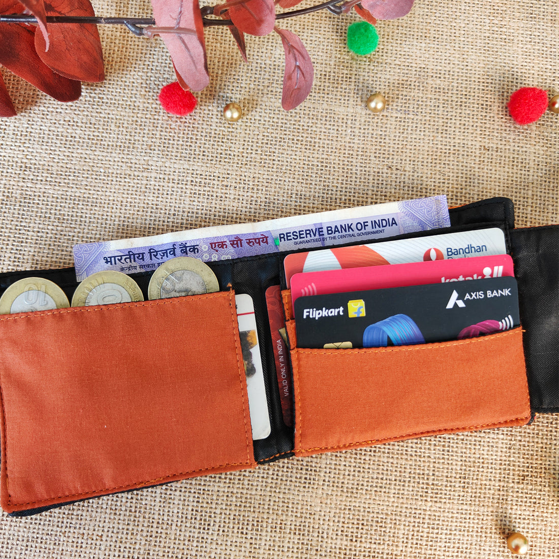 Blue Orange Flap Mini Wallet Combo