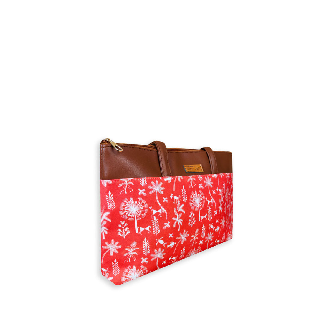 Orange Warli Jungle Tote Bag