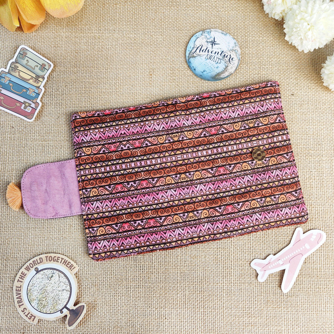 Passport Case- Pink Aztec