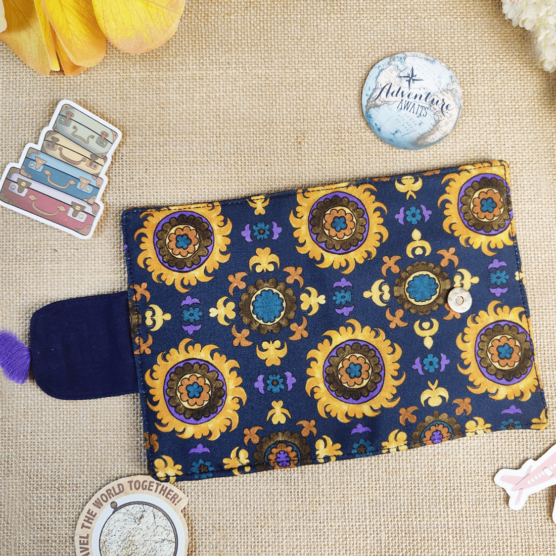 Passport Case- Blue Suzani