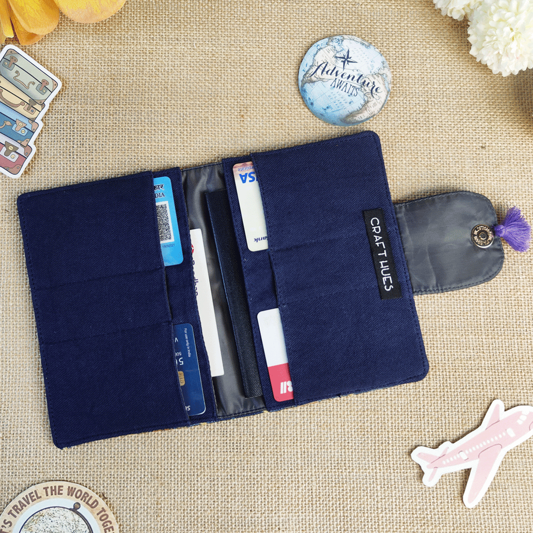 Passport Case- Blue Suzani