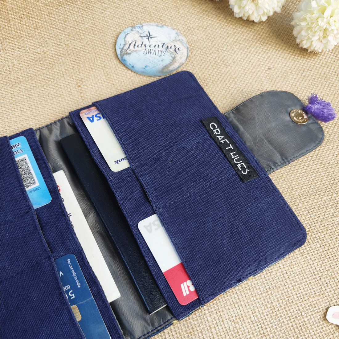 Passport Case- Blue Suzani