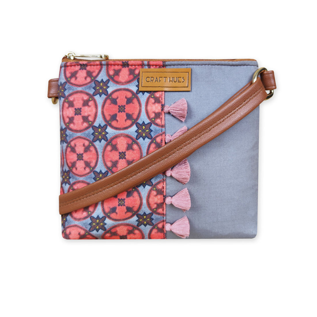 Peach Chakra Half Print Sling/Pouch Bag Combo