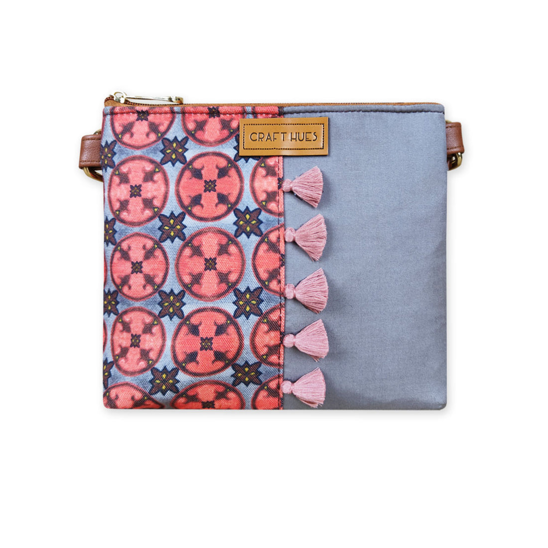 Peach Chakra Half Print Sling/Pouch Bag Combo