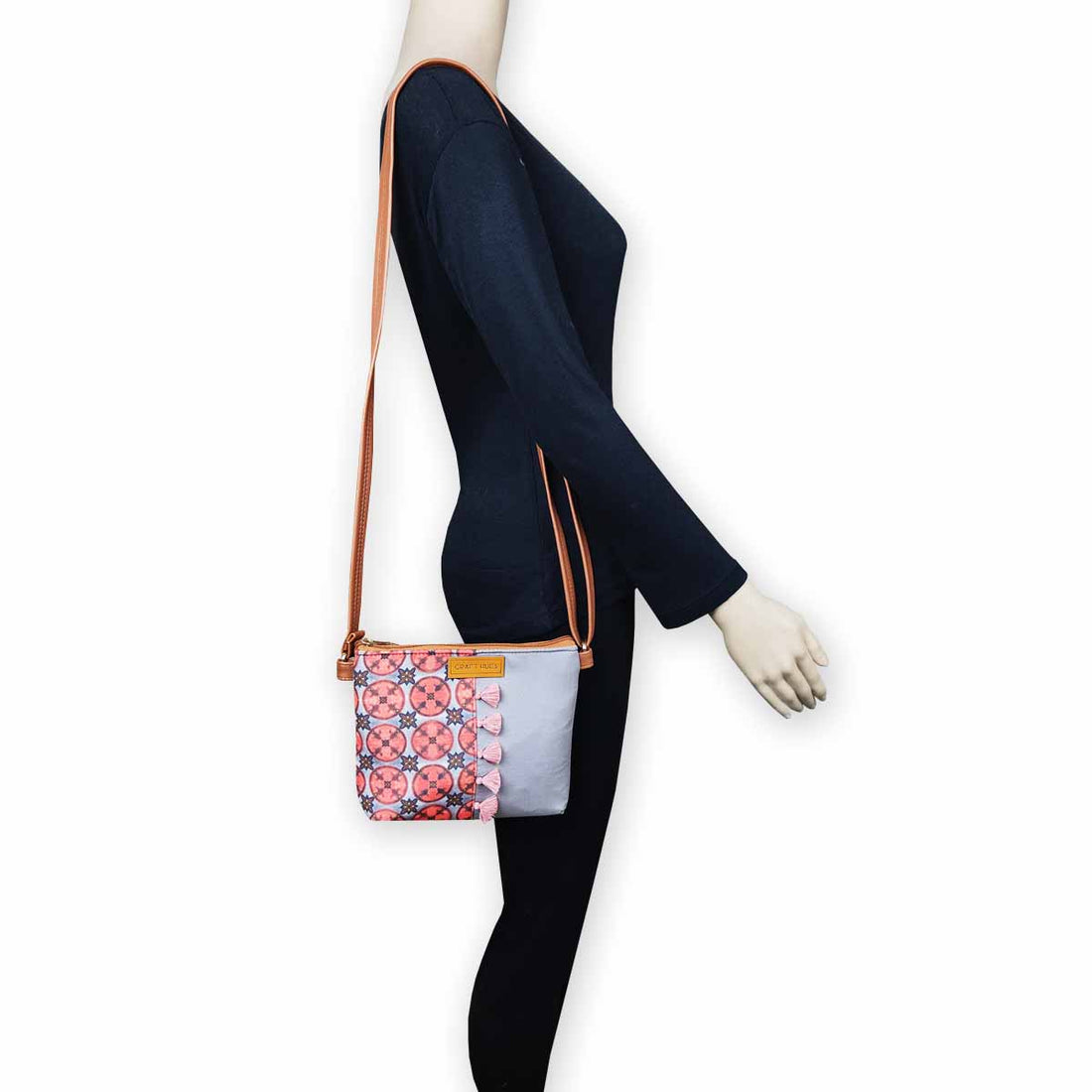Peach Chakra Half Print Sling/Pouch Bag Combo