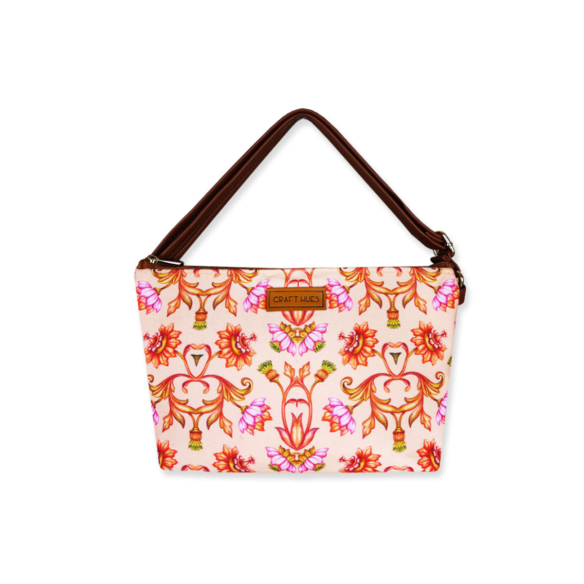 Peach Mughal Baguette with Pouch