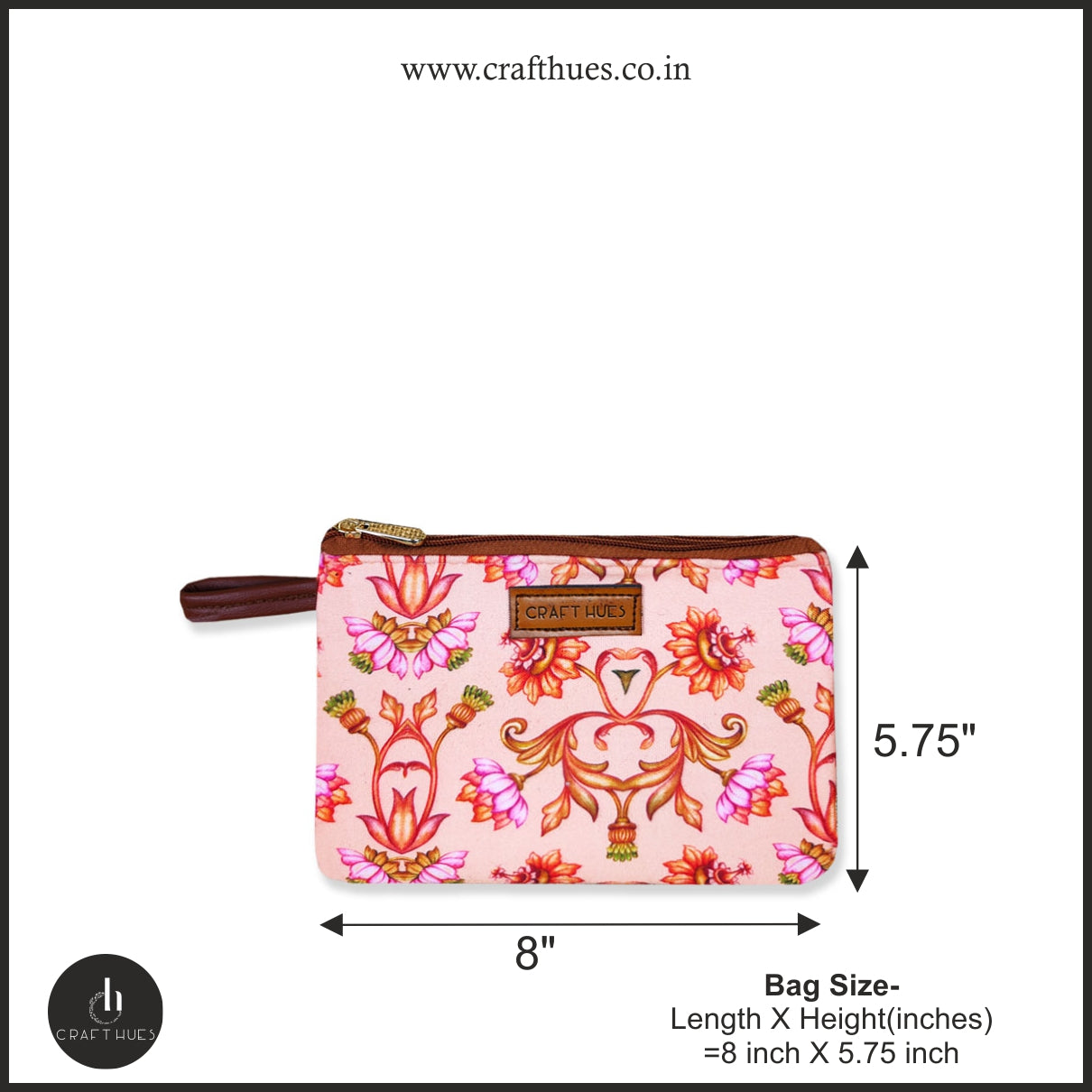 Peach Mughal Baguette with Pouch