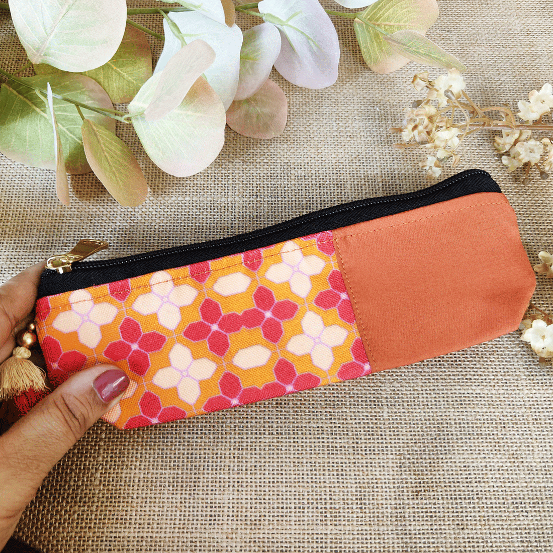 Orange Tiles Pencil Pouch Combo