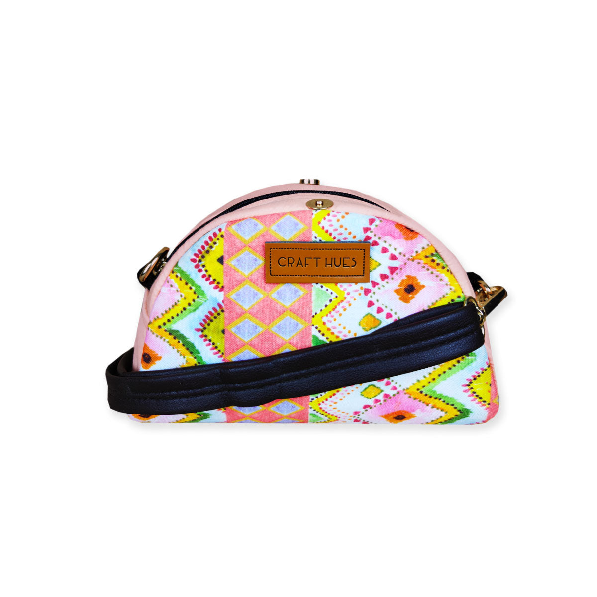 Pink Ikkat Pouch with Sling
