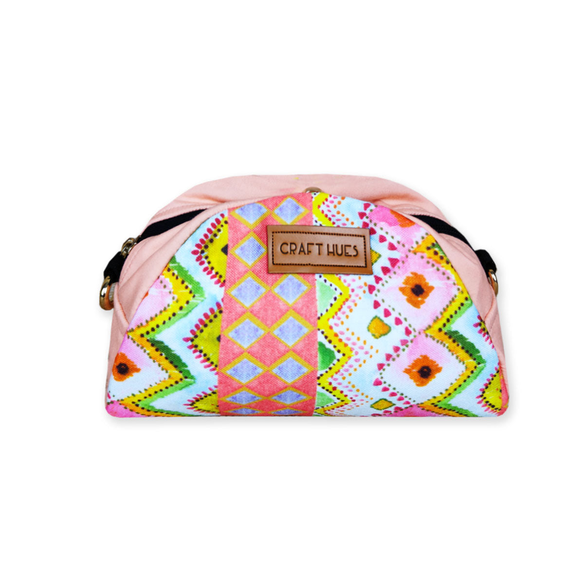 Pink Ikkat Pouch with Sling
