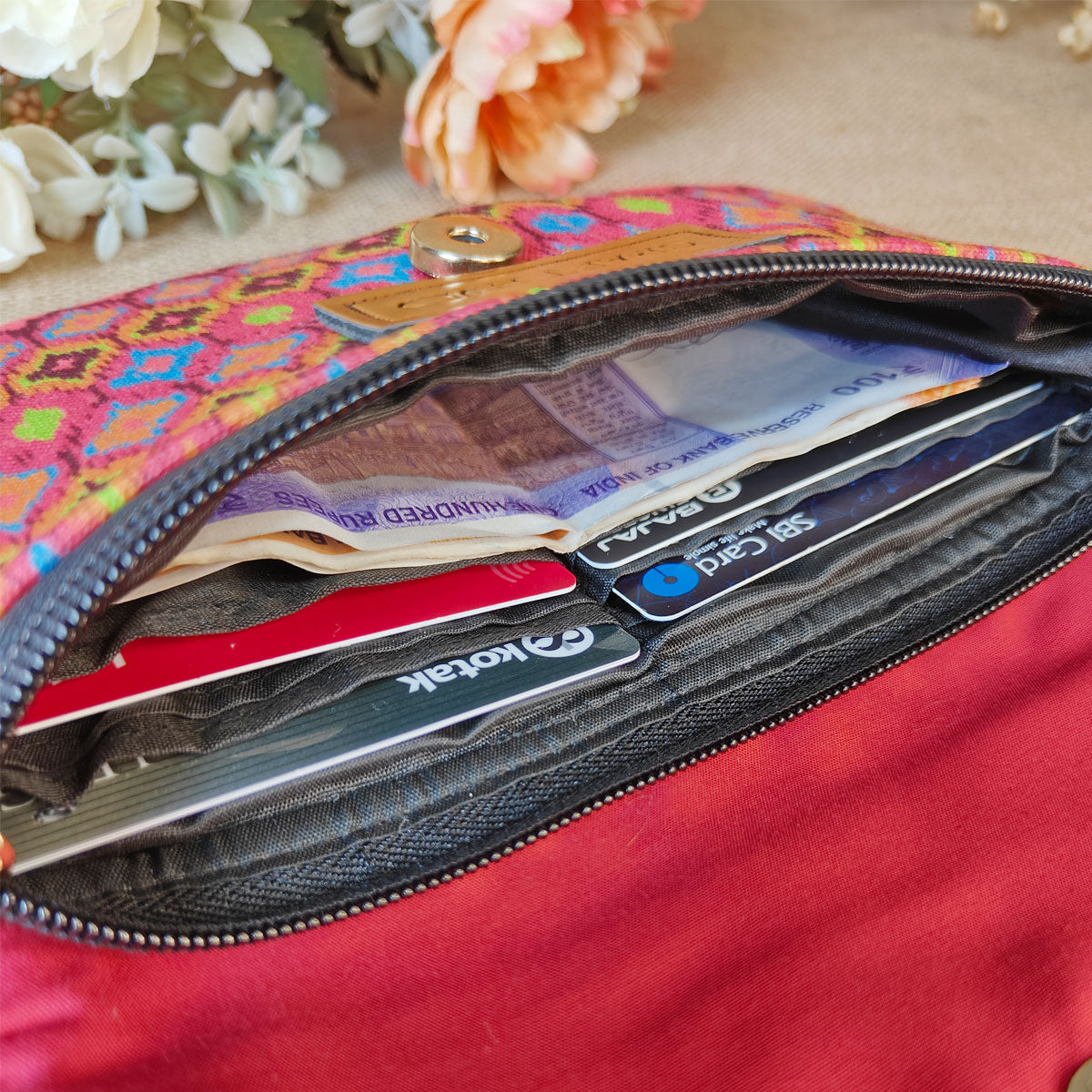 Golden-Pink Tiles Wallet Combo