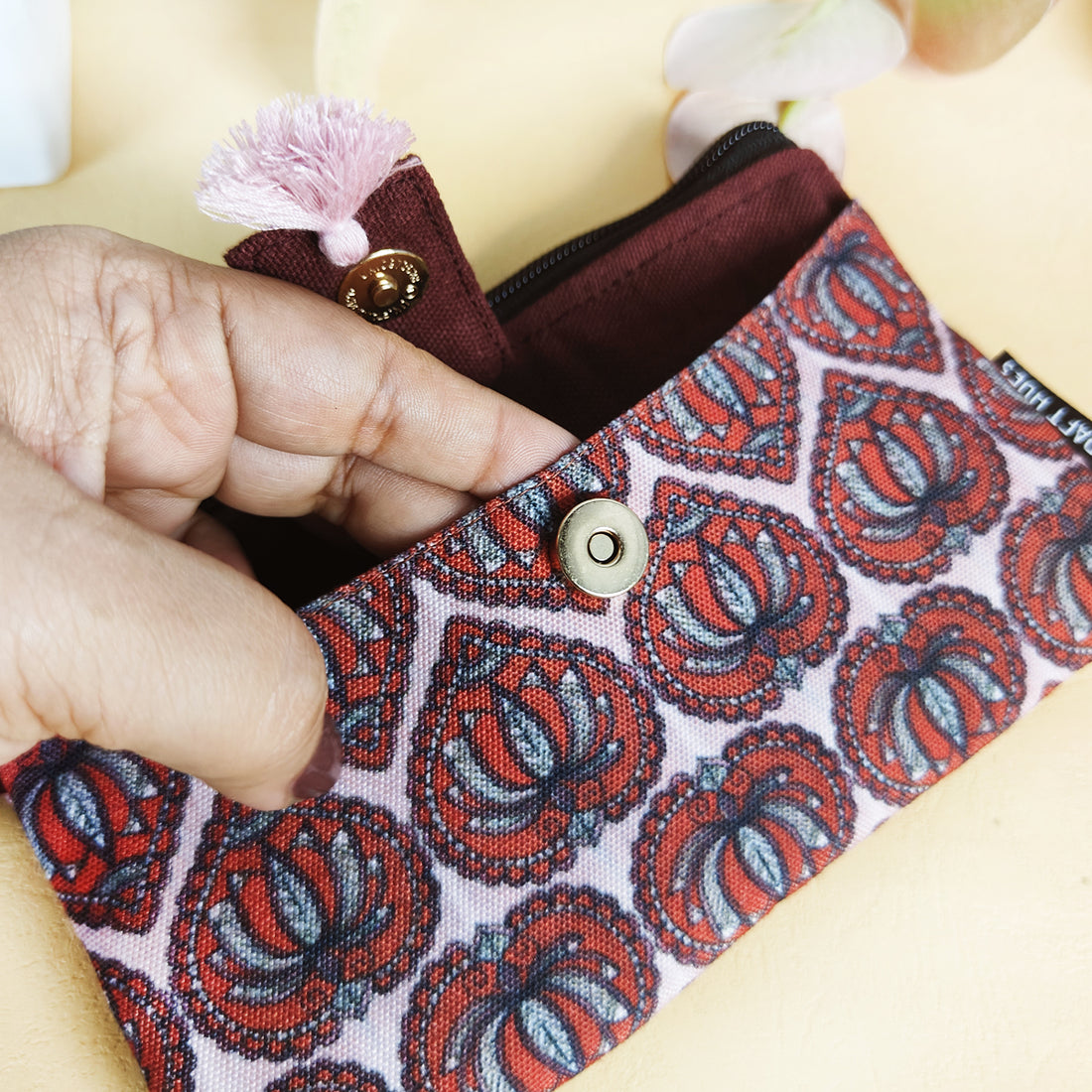 Long Mini Wallet - Red Lotus