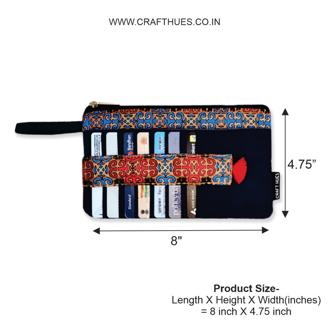 Long front card Wallet-Blue-Red Knot