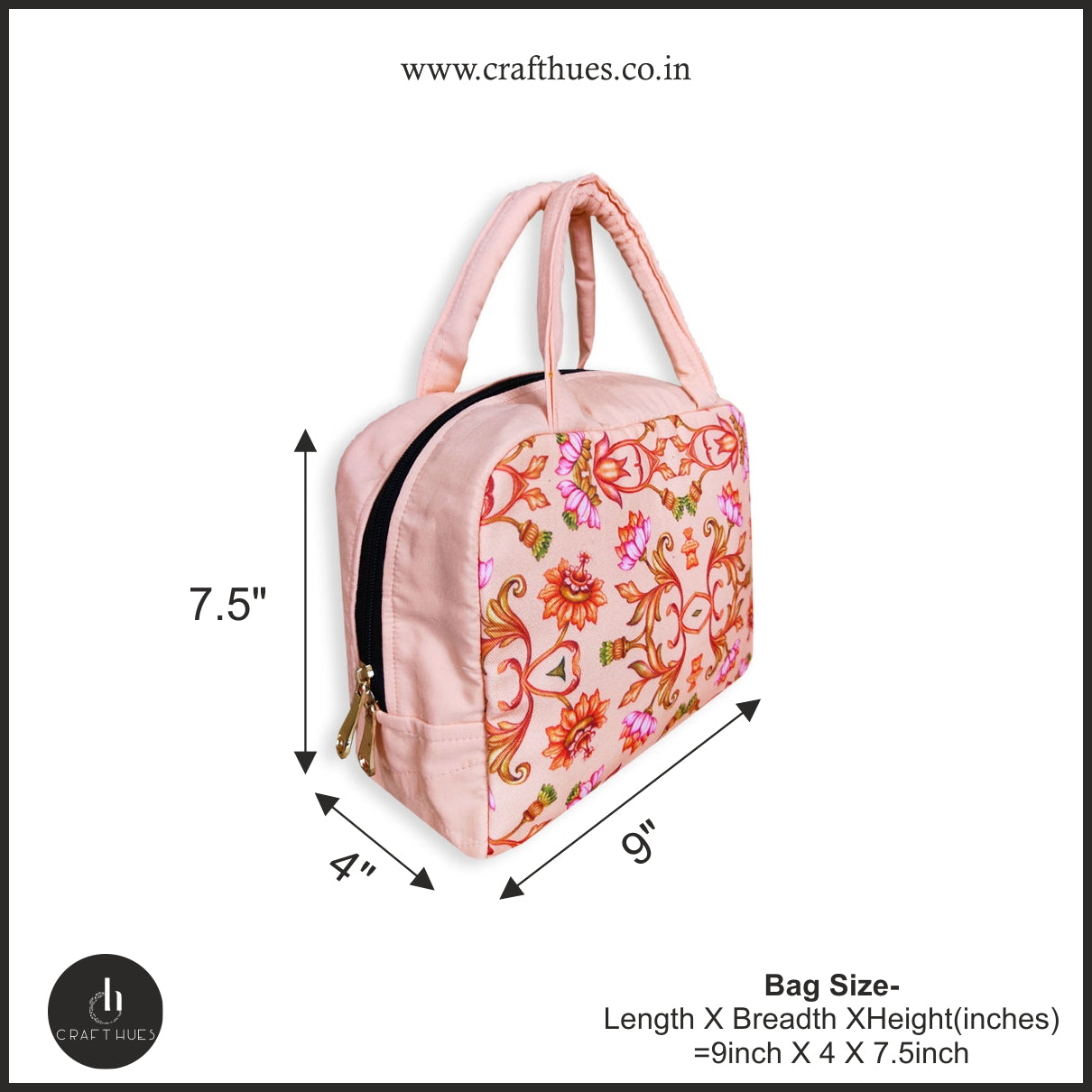 Peach Mughal Floral Lunch Bag