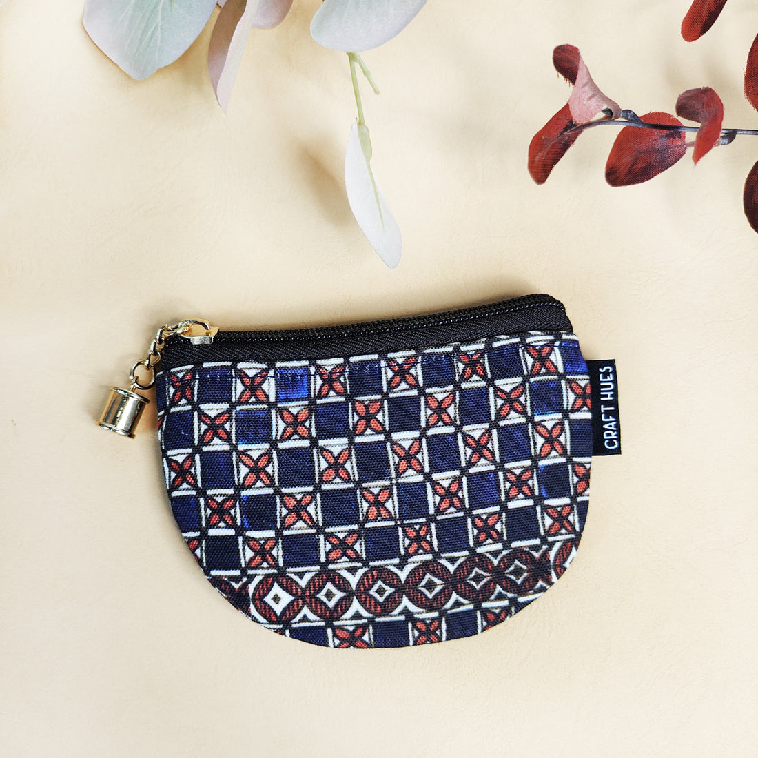 Tassel Wallet/Coin Pouch Combo-Blue Checks Madhubani