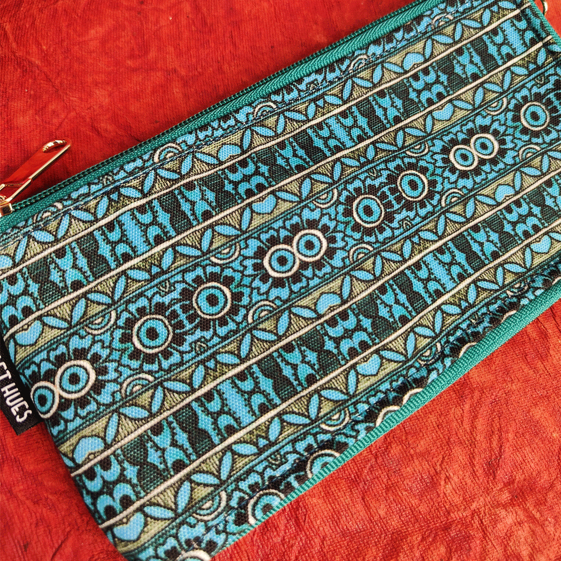 Dual-Zip Teal Madhubani Garden