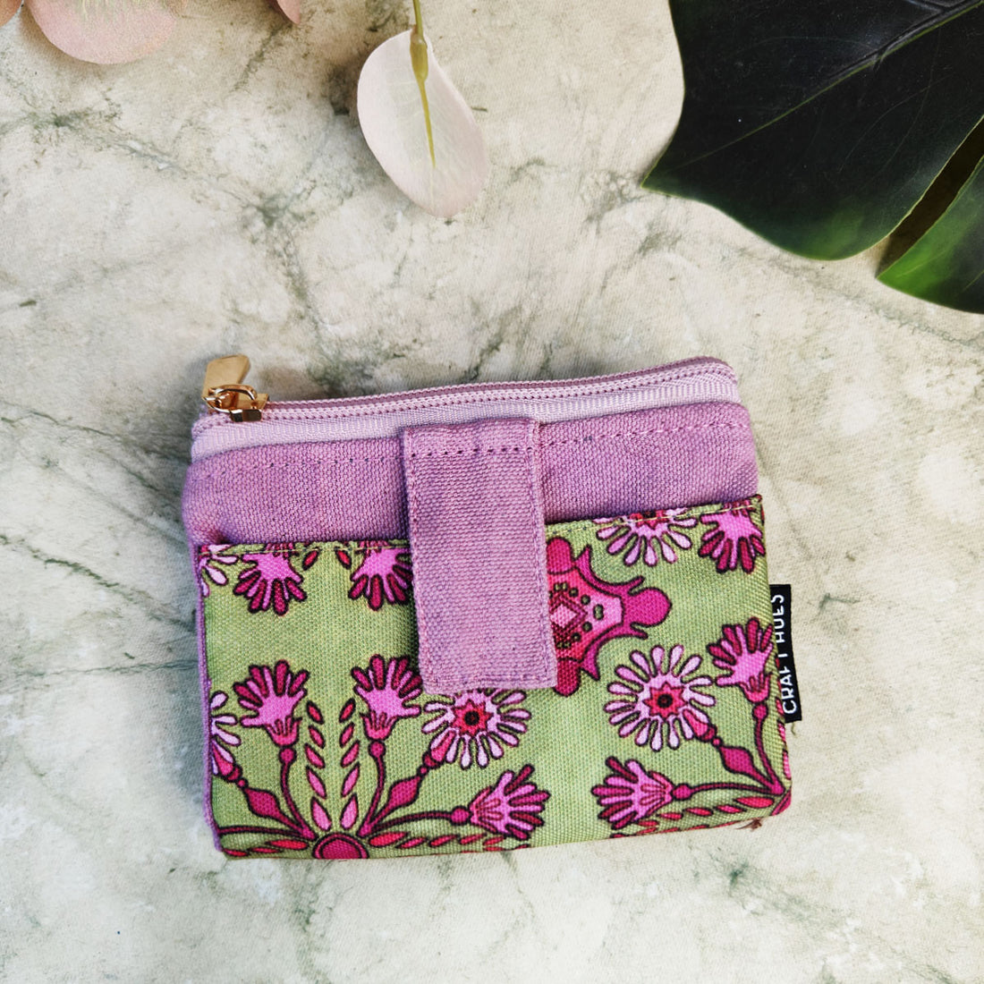TWIN MINI WALLET-GREEN-PINK TILE