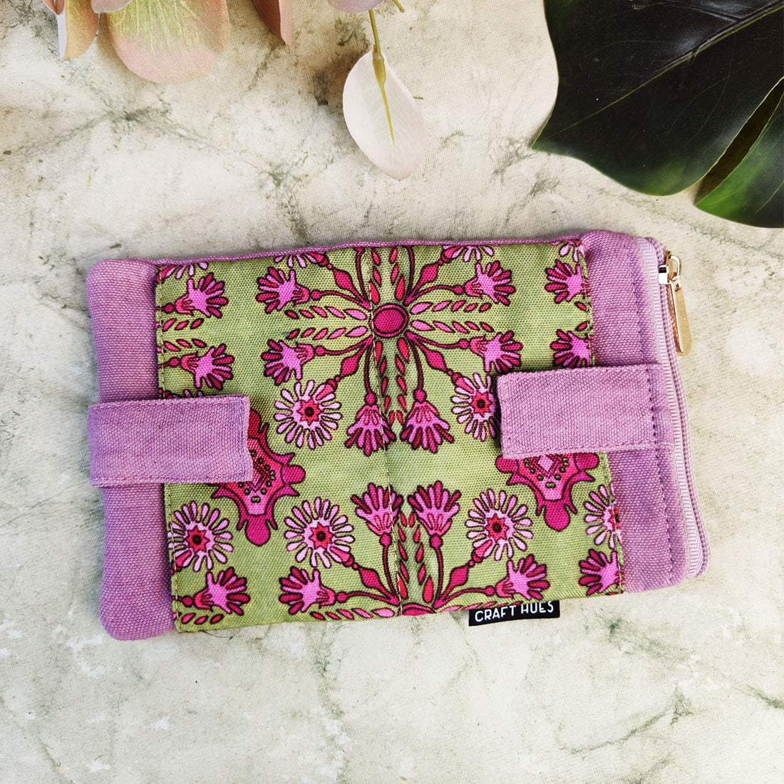 TWIN MINI WALLET-GREEN-PINK TILE