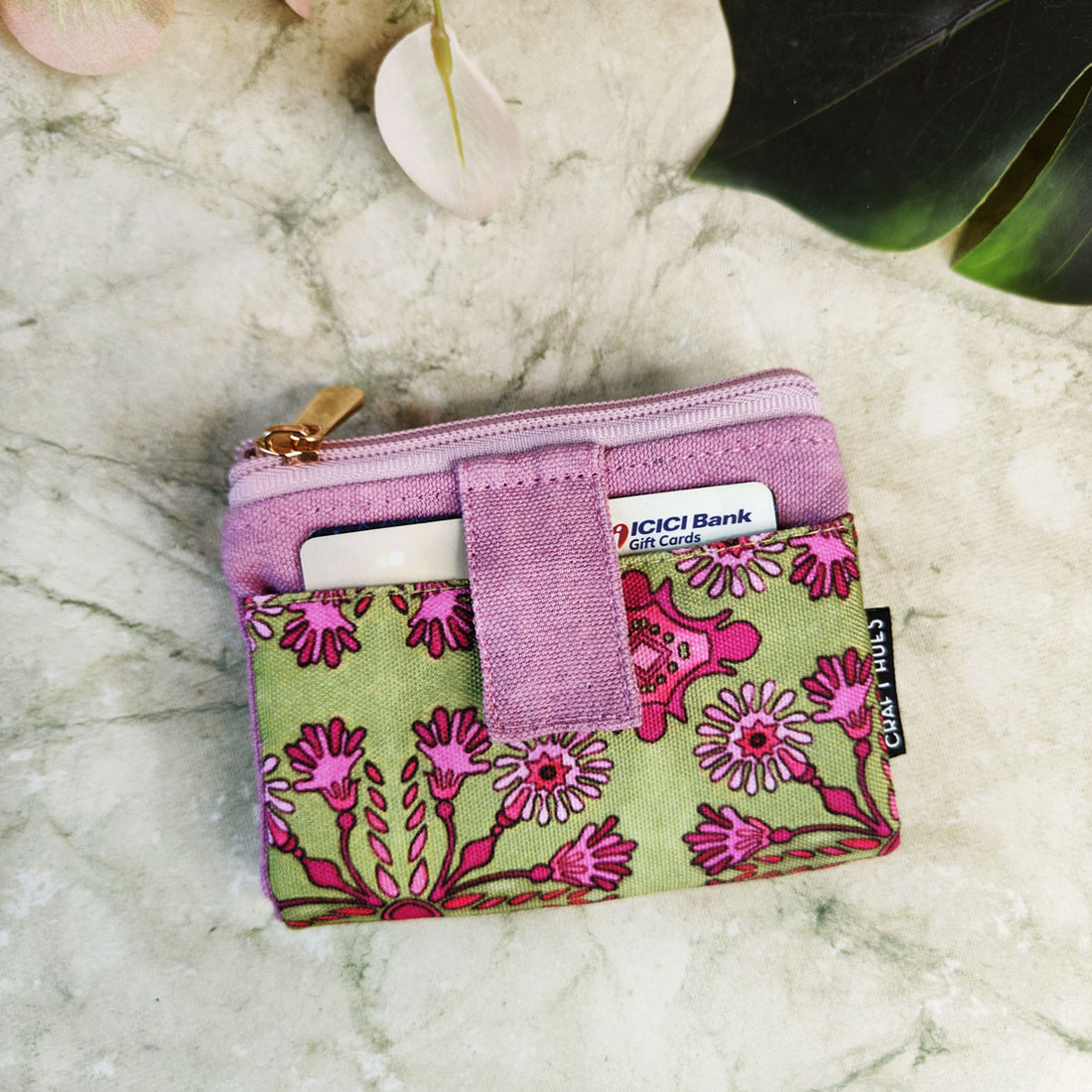 TWIN MINI WALLET-GREEN-PINK TILE