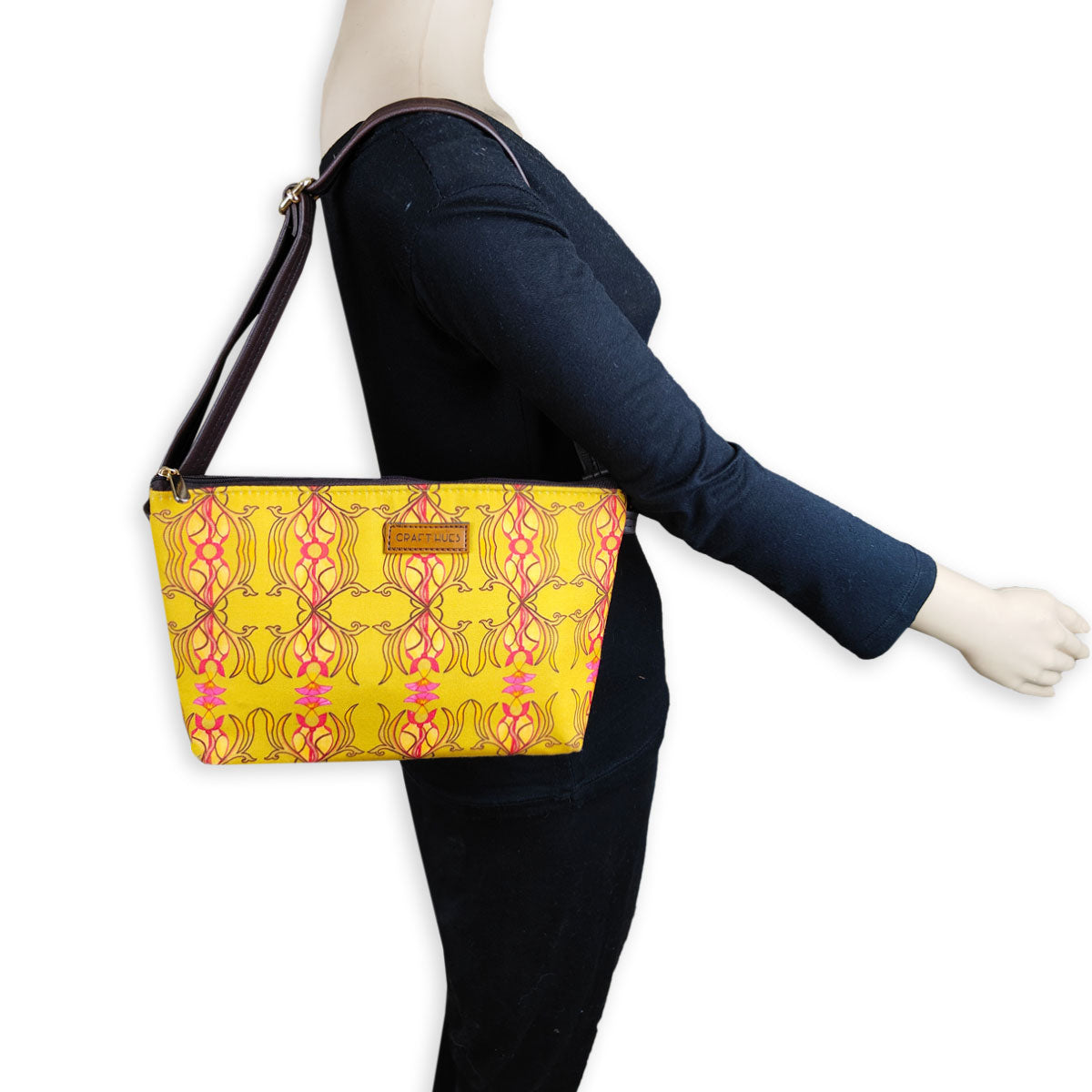 Yellow Mughal Baguette with Pouch